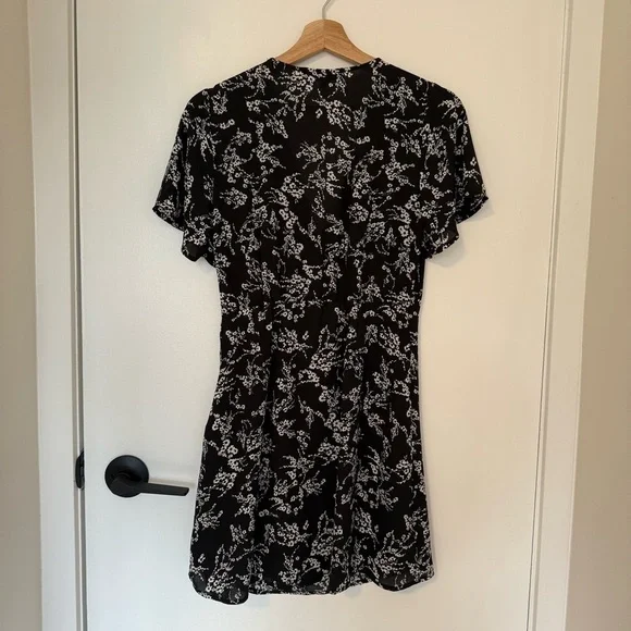 Dynamite Black and White Wrap Front Mini Dress - Picture 3 of 4